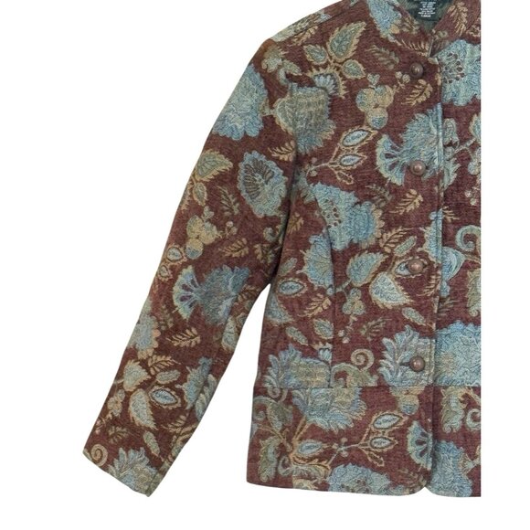 Portrait Women's Tapestry Floral Button Up Poly Rayon Jacket Vintage Size Lg NWT - Picture 3 of 7